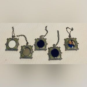 Anthropologie Victorian Style Square Pendant Photo Frame Ornaments.